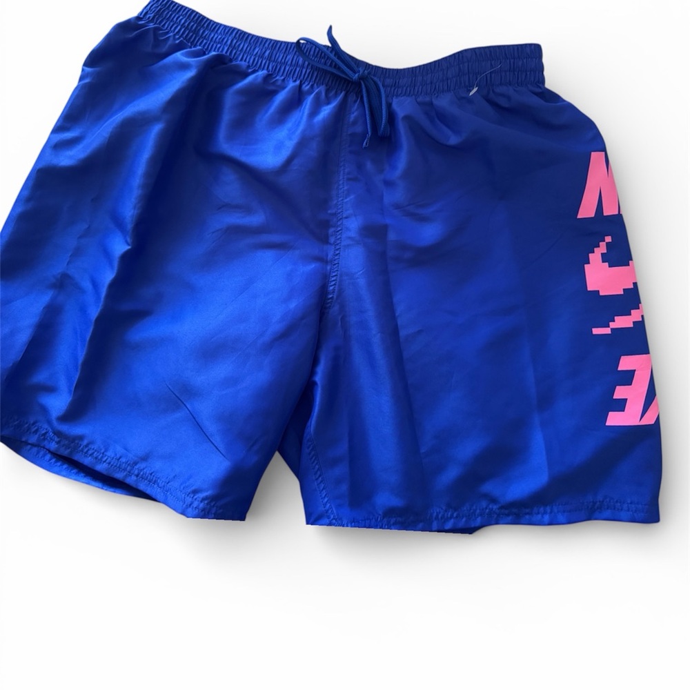 Nike Blue and Pink Men's swim trunks